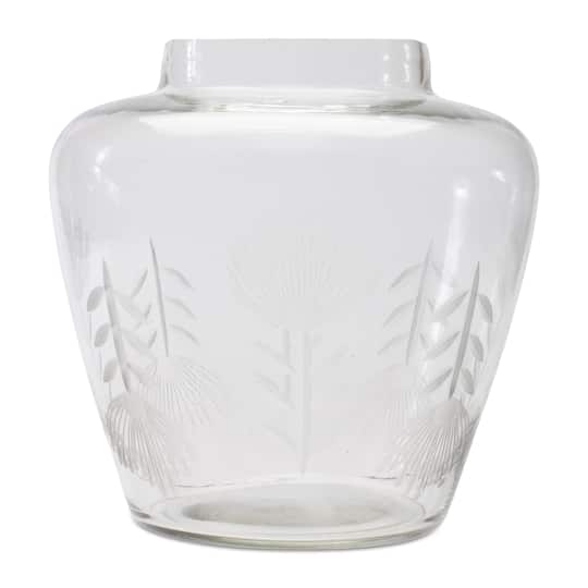 6.5" Etched Soda Lime Glass Urn Vase